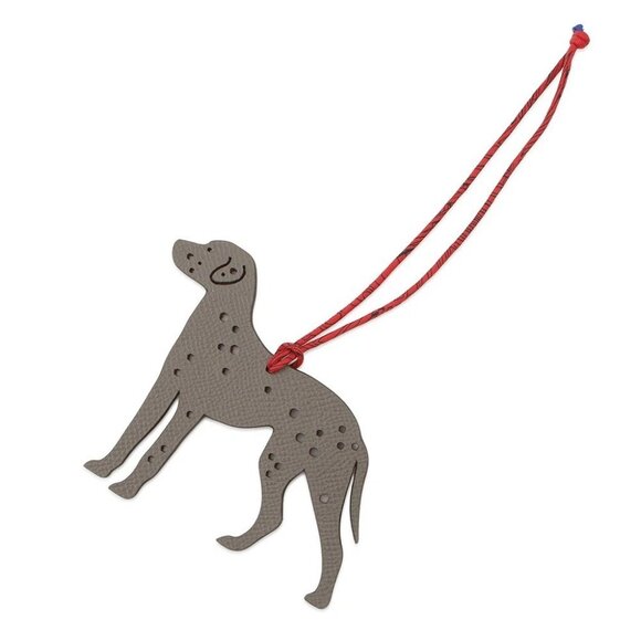 HERMES Petit H Dalmatien Epsom/Togo Leather/Silk Gris Mouette/Rouge Casaque - Picture 1 of 8